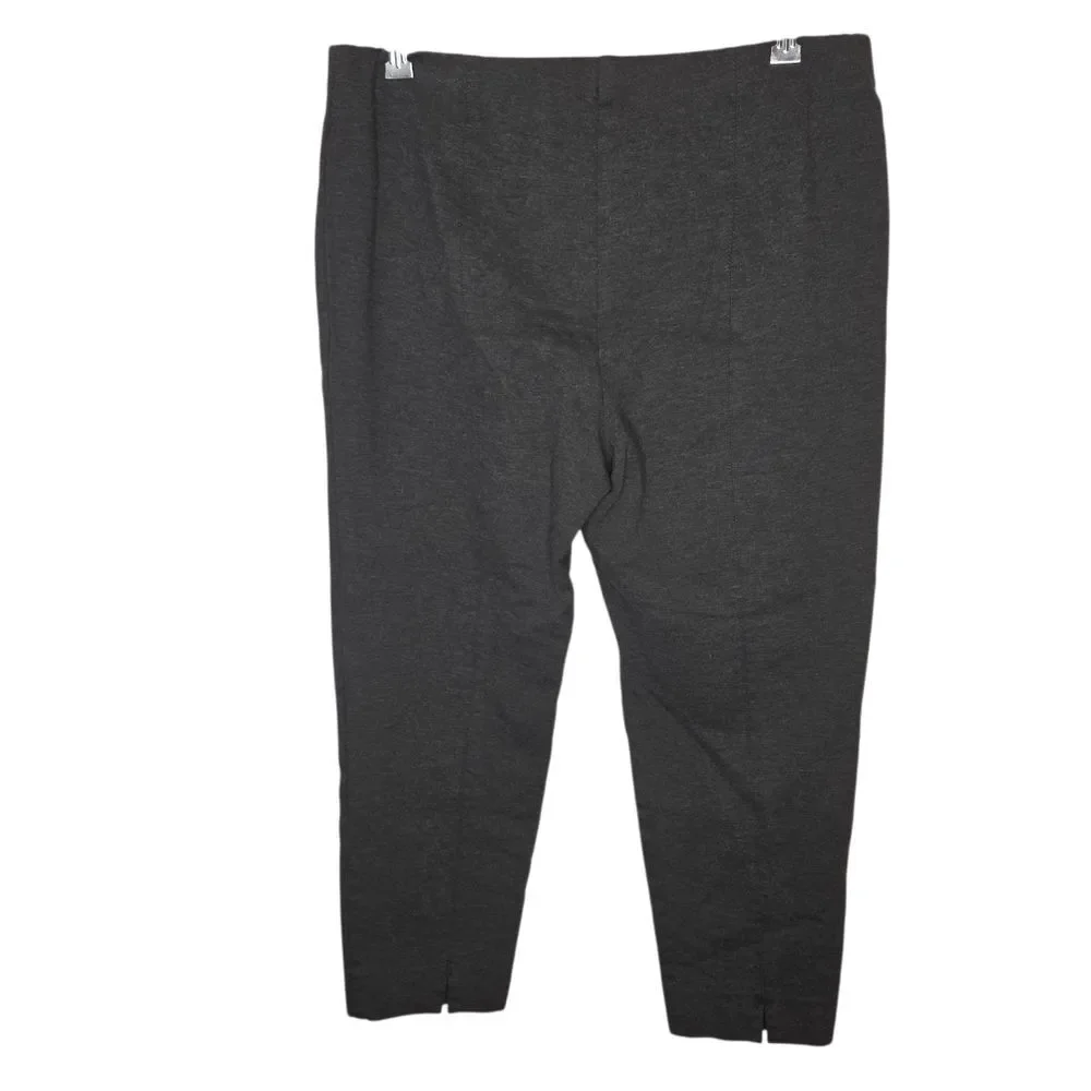J. Jill Ponte Knit Charcoal Slim-Leg Crop Split-Hem Pants, Size Large